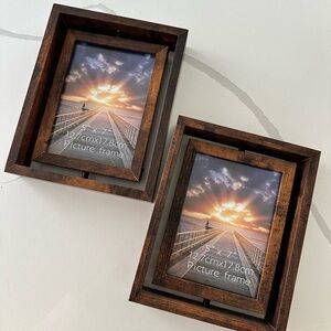 Rustic Brown Wooden Picture Frame Set